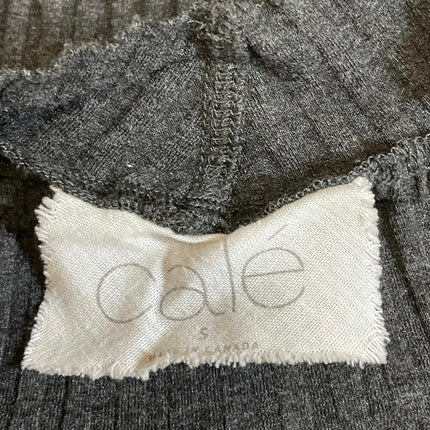 Cale Gray Ribbed Mock Neck Long Sleeve Side Slit Crop Sweatshirt Sweater Top S