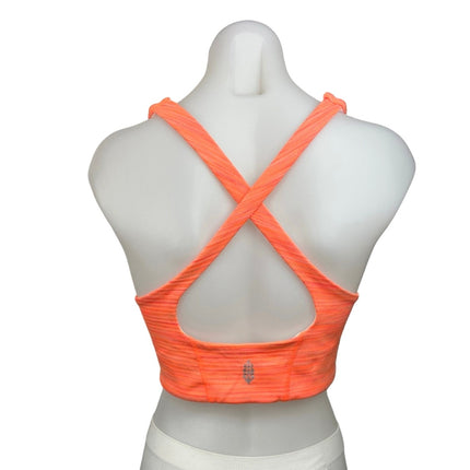 Free People FP Movement Orange Cutout Criss Cross Athletic Sports Bra Size L