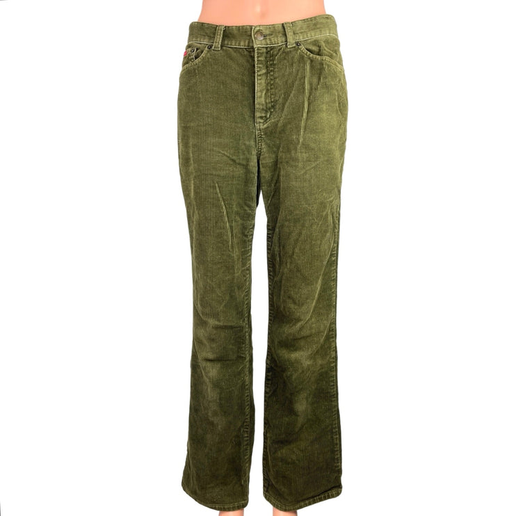 Chaps Green Corduroy High Rise Flared Leg Bootcut Ankle Trouser Jeans Pants Sz 4