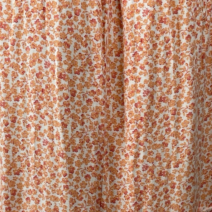 Aeropostale Coral Ditsy Floral Short Puff Sleeve Tiered A Line Midi Dress Size M
