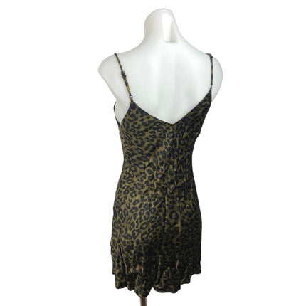 Zara Multicolor Animal Leopard Print Ruched Front Spaghetti Strap Slip Dress S