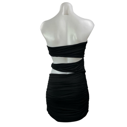 H:Ours Black Strapless Sleeveless Square Neck Cutout Bandeau Bodycon Dress S