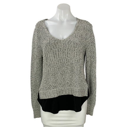 Banana Republic Women's Gray Knit Long Sleeve V Neck Layered Sweater Top Size M