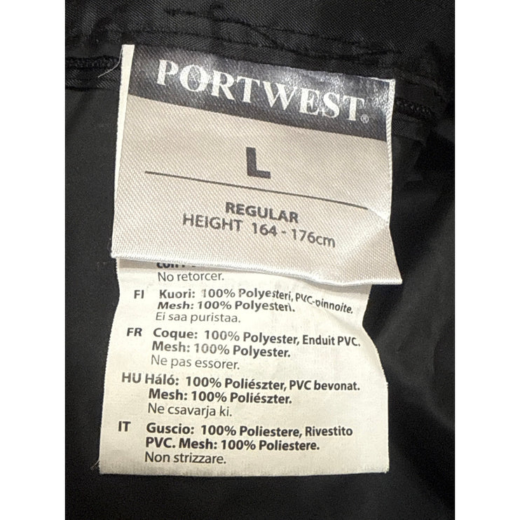 PortWest Men's Black Hoodie Hooded Waterproof Workwear Rain Coat Jacket Size L