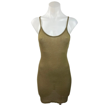 Emma & Sam Green Knit Scoop Neck Stretch Mini Camisole Bodycon Slip Dress Sz XS