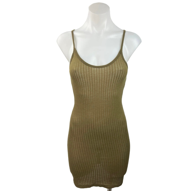 Emma & Sam Green Knit Scoop Neck Stretch Mini Camisole Bodycon Slip Dress Sz XS