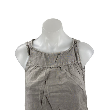 Artisan NY Gray 100% Linen Lace Hem Sleeveless Tank Mini Shift Dress Size XS