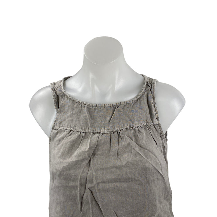 Artisan NY Gray 100% Linen Lace Hem Sleeveless Tank Mini Shift Dress Size XS