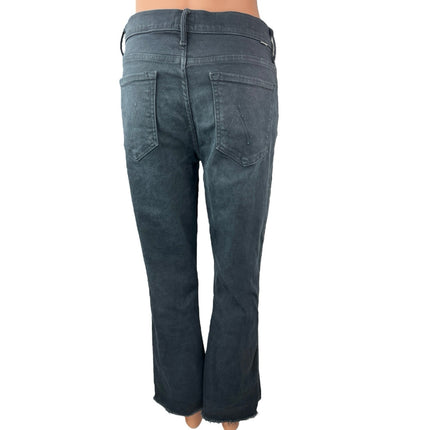 Mother The Insider Crop Step Fray Faded Black Flared Bootcut Denim Jeans Size 30