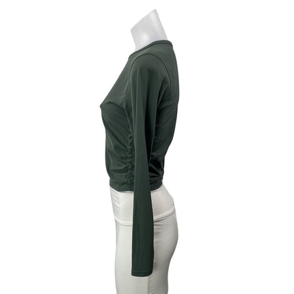 Lululemon Women's Green Ribbed Knit Long Sleeve Crew Athletic Crop Top Size M