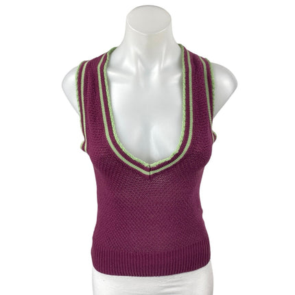 Urban Outfitters Purple Crochet  Sleeveless Plunge Neck Sweater Vest Tank Top XS