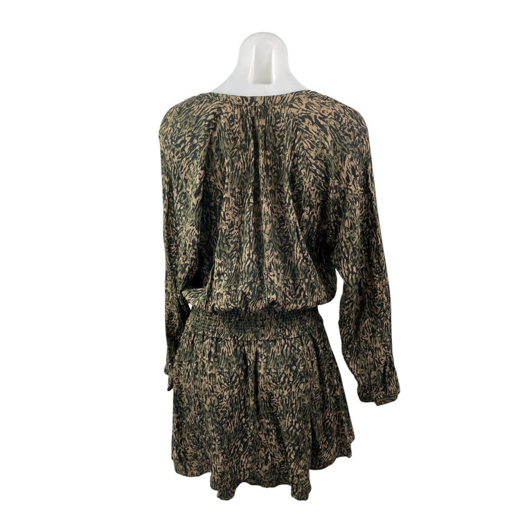 Rails Jasmine Women's Olive Green Static Long Sleeve Blouson Mini Dress Size L