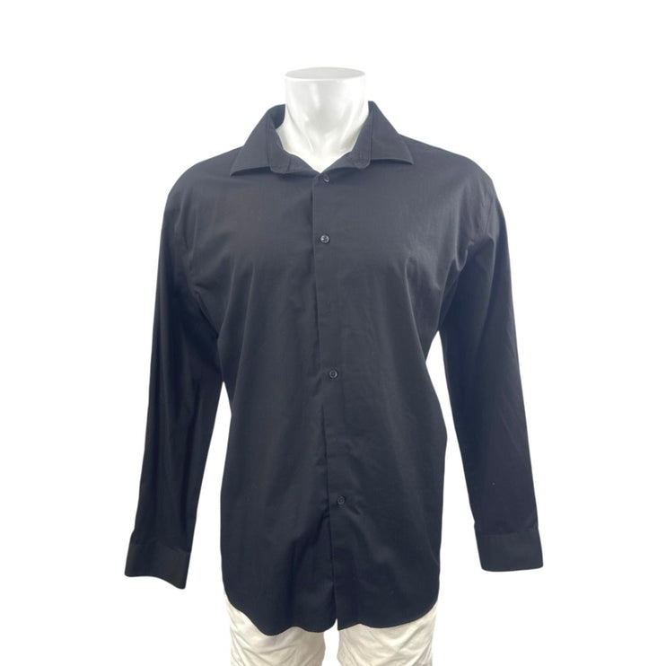 Calvin Klein Steel+ Mens Black Regular Fit Long Sleeve Button Down Shirt Top XXL
