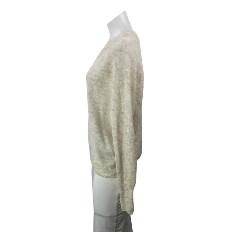 Madewell Women's Beige Knit Long Sleeve V Neck Pullover Sweater Top Size S