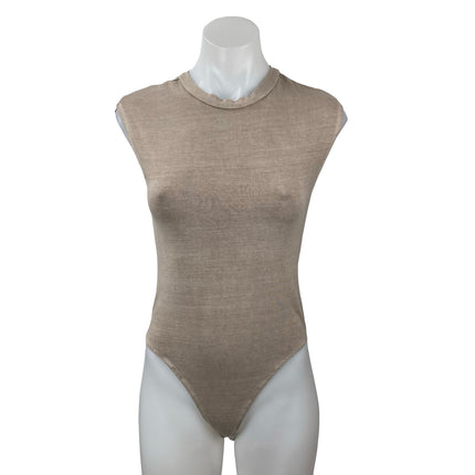 Zara Women's Beige Khaki Crew Neck Sleeveless Neutral Tank Bodysuit Top Size S