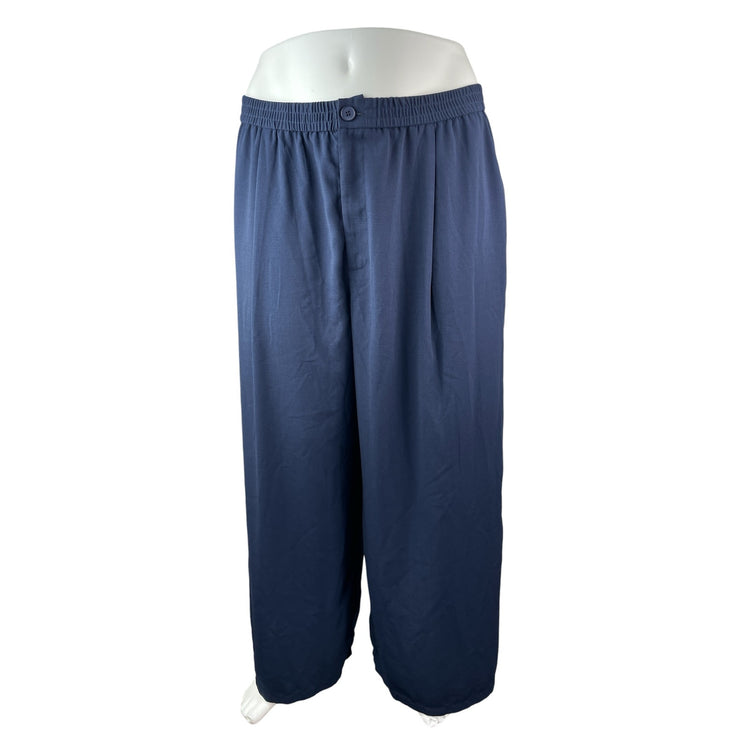 NEW Cider Women's Navy Blue Wide Leg High Rise Baggy Trousers Pants Size 4XL