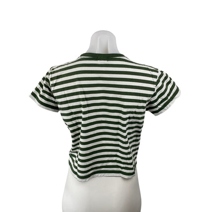 J.Crew Women's Green White Striped Short Sleeve Crew Neck T Shirt Tee Top Size S