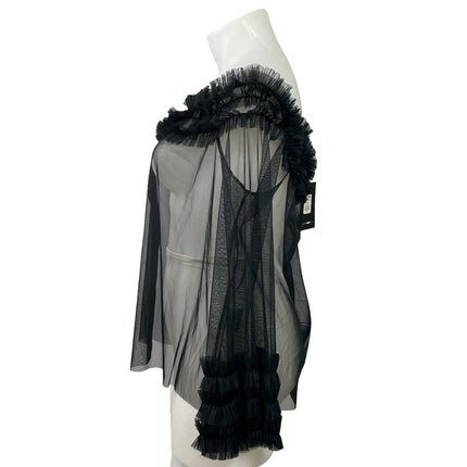 New Fashion Nova More Romance Black Off Shoulder Sheer Mesh Cover Up Blouse 3X