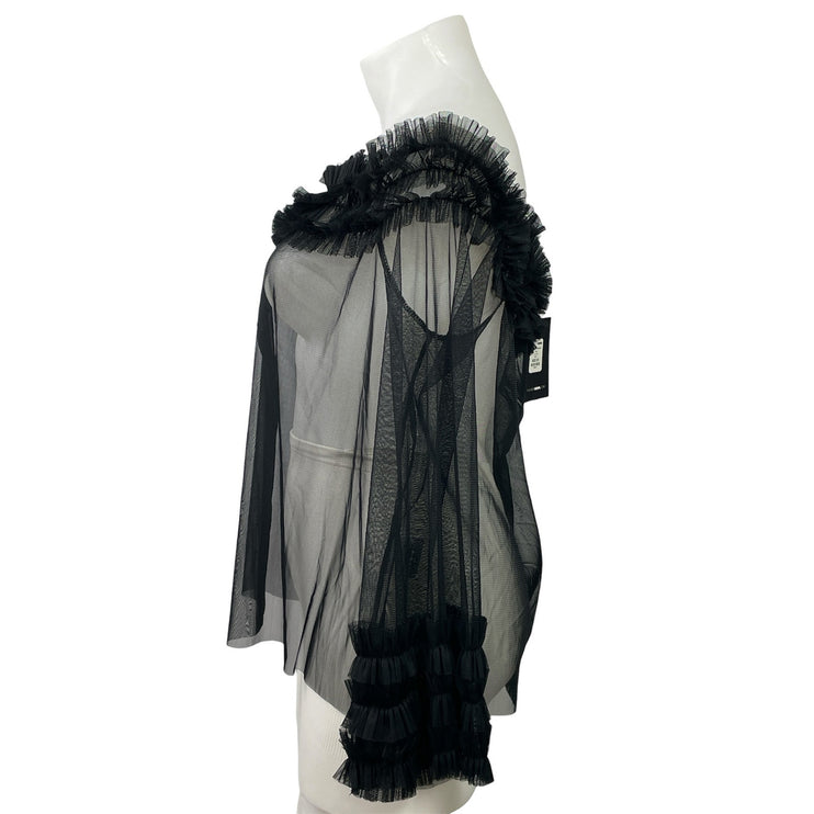 New Fashion Nova More Romance Black Off Shoulder Sheer Mesh Cover Up Blouse 3X