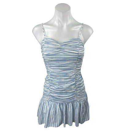 Saylor Audrey Striped Ruched Gathered Sleeveless Cami Camisole Mini Sundress S