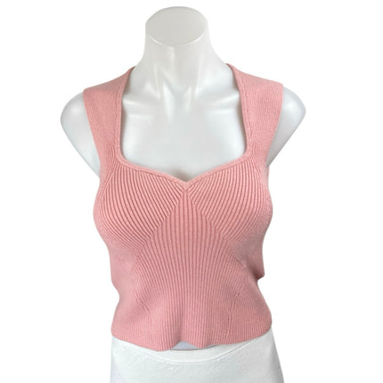 Abercrombie & Fitch Women's Pink Rib Knit Sleeveless Slim Crop Blouse Tank Top S