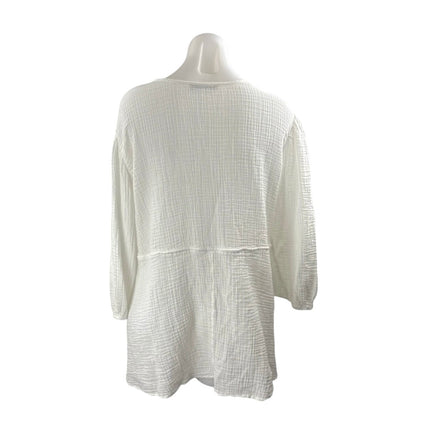 Abercrombie & Fitch White Long Sleeve Beach Cover Up Mini Flare A-Line Dress L