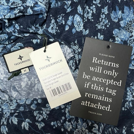 NEW Tuckernuck Blue Floral Sleeveless Ruffle Drop Waist Tank Mini Dress Size M