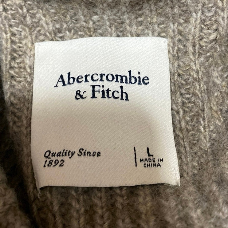 Abercrombie & Fitch Beige Long Sleeve Rib Knit Button Up Cardigan Sweater Top L