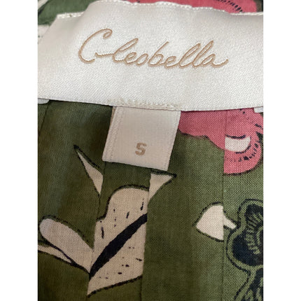 Cleobella Women;s Multicolor Floral Print Tie V-Neck Long Sleeve Blouse Top S
