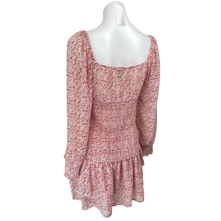 Princess Polly Carrillo Red Floral Long Puff Sleeve Ruffle Tiered Mini Dress 6