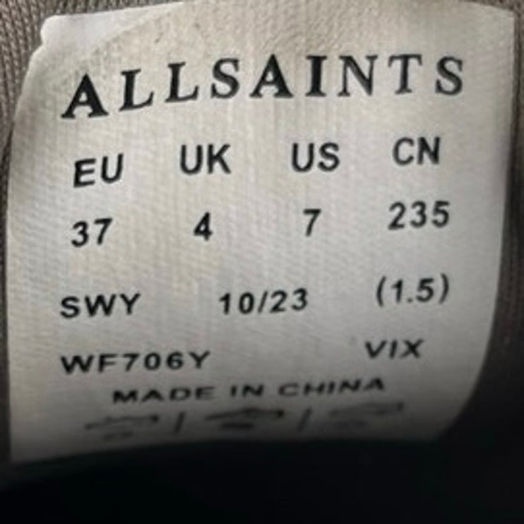 AllSaints VIX Women;s White Leather Low Top Athletic Trainers Sneakers Shoes 7