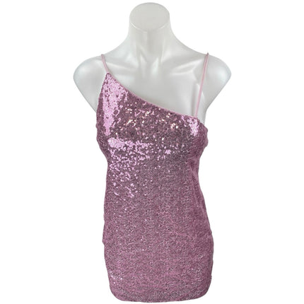 NEW H&M Divided Pink Sequin Sleeveless Cami Camisole Mini Bodycon Tank   Brie