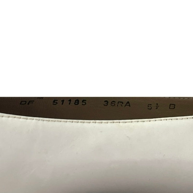 Salvatore Ferragamo White Color Block Leather Block Heels Slip On Pump Shoes 5.5