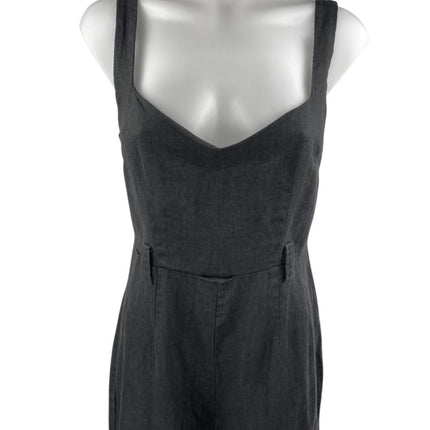 Reformation Womens Black Sleeveless V Neck Cami Tank Wide Leg Jumpsuit Size 4