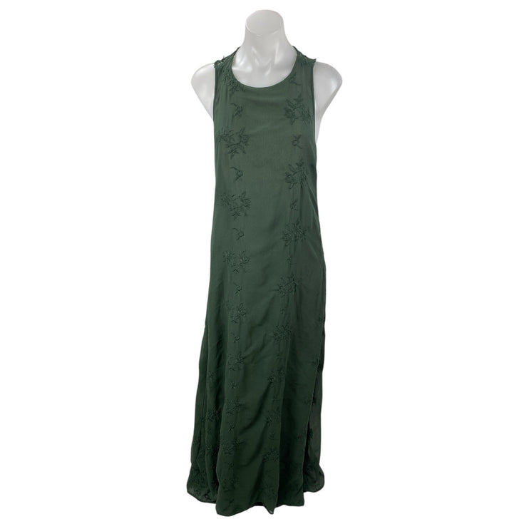 Zara Green Embroidered Floral Lace Sleeveless Tank Evening Maxi Dress Size S