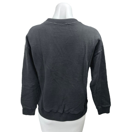 Etre Cecile Black Gold Metallic Logo Long Sleeve Pullover Sweatshirt Top Size M