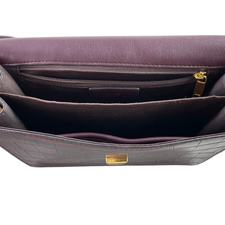 JW Pei Mini Flap Burgundy Red Croc Faux Leather Vegan Crossbody Bag Handbag