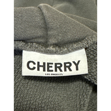 Cherry Women's Gray Embroidered Logo Hoodie Hooded Pocket Sweatshirt Top Size S