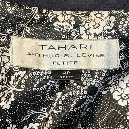 Tahari Arthur Levine Navy BlueNotch Collar Long Sleeve Blazer Coat Jacket Top 4