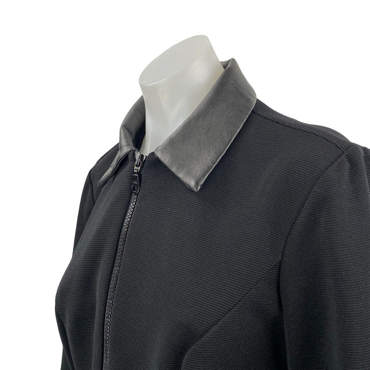 Lindsey Scott Women's Black Full Zip Faux Leather Collared Coat Jacket Size 8