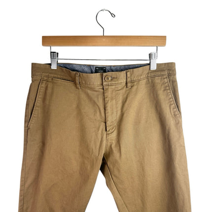J.Crew 484 Slim Men's Tan Khaki High Waist Straight Leg Trousers Chino Pants 33