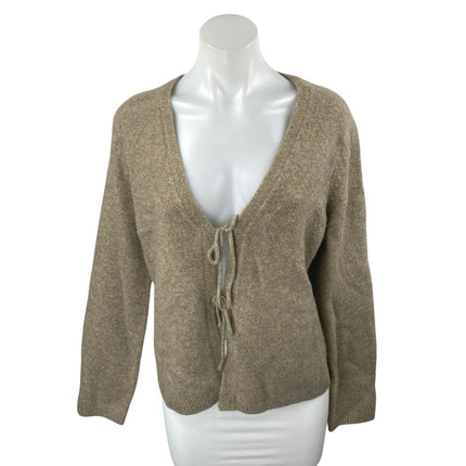 Abercrombie & Fitch Women's Brown Tan Tie Front Long Sleeve Cardigan Sweater L