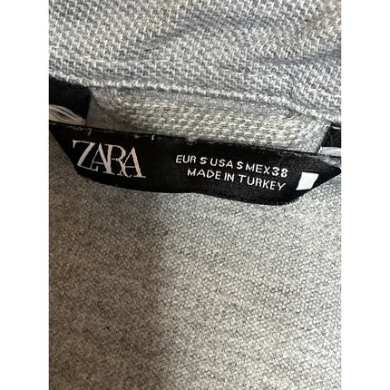 Zara Women's Gray Collared Long Sleeve Pockets Button Down Shirt Coat Jacket S