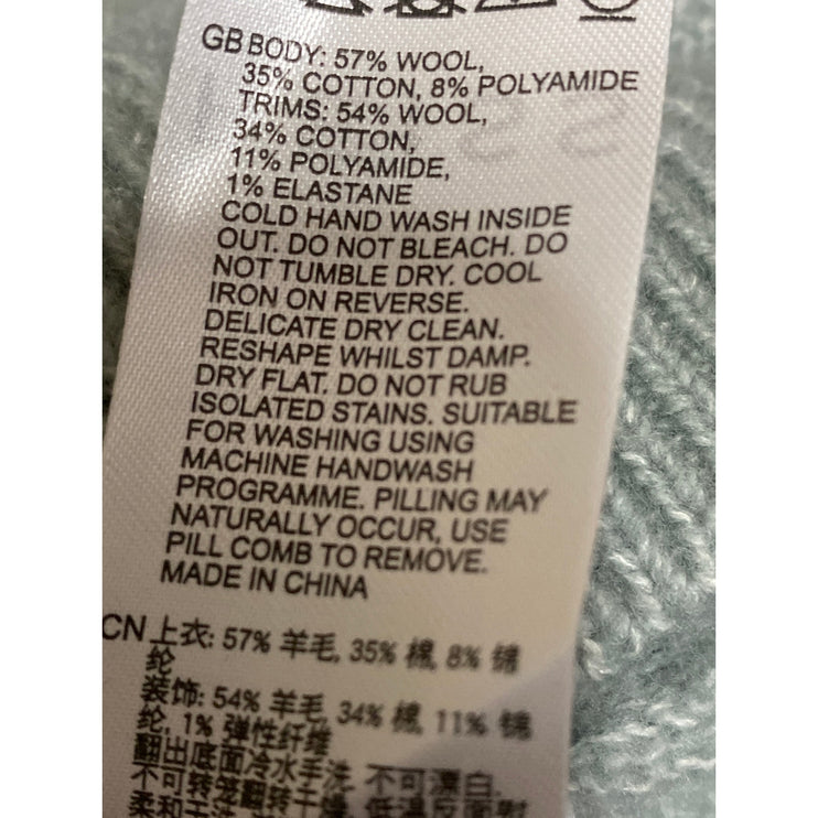 Reiss Men's Green Wool Ribbed Knit Long Sleeve Crew Neck Sweater Top Size S