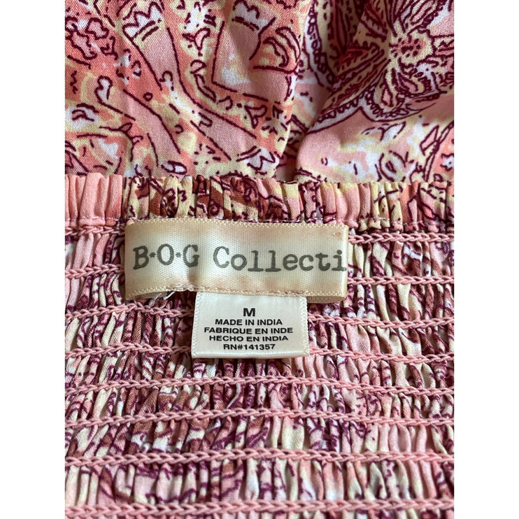 BOG Collection Pink Coral Floral Paisley Bustier Fit & Flare Mini Dress Size M