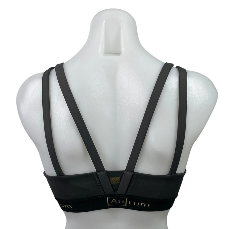 Aurum Women's Black Strappy Yoga Athletic Work Out Sports Bra Crop Tank Top XXS
