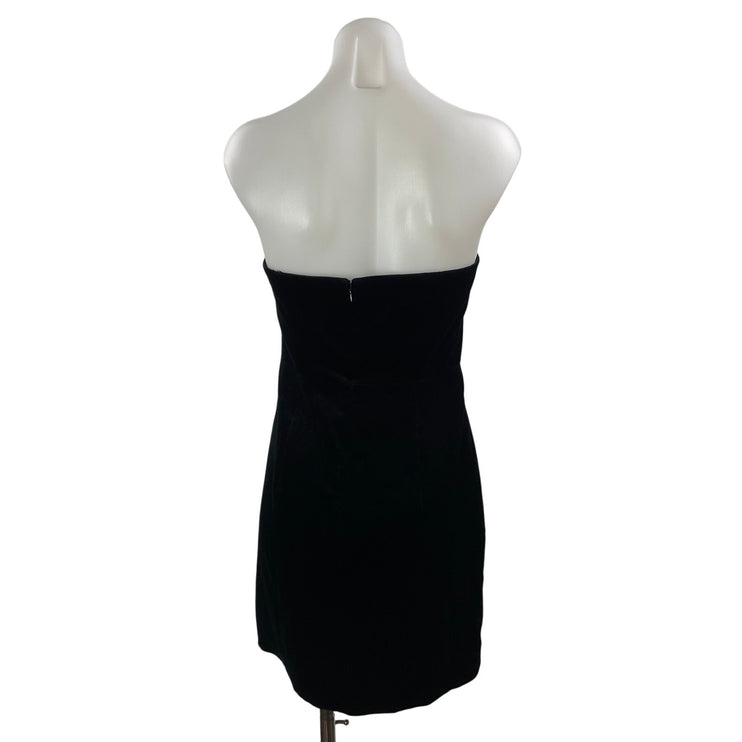 Theory Black Velvet Velour Sleeveless Strapless Bodycon Tube Mini Dress Size 4