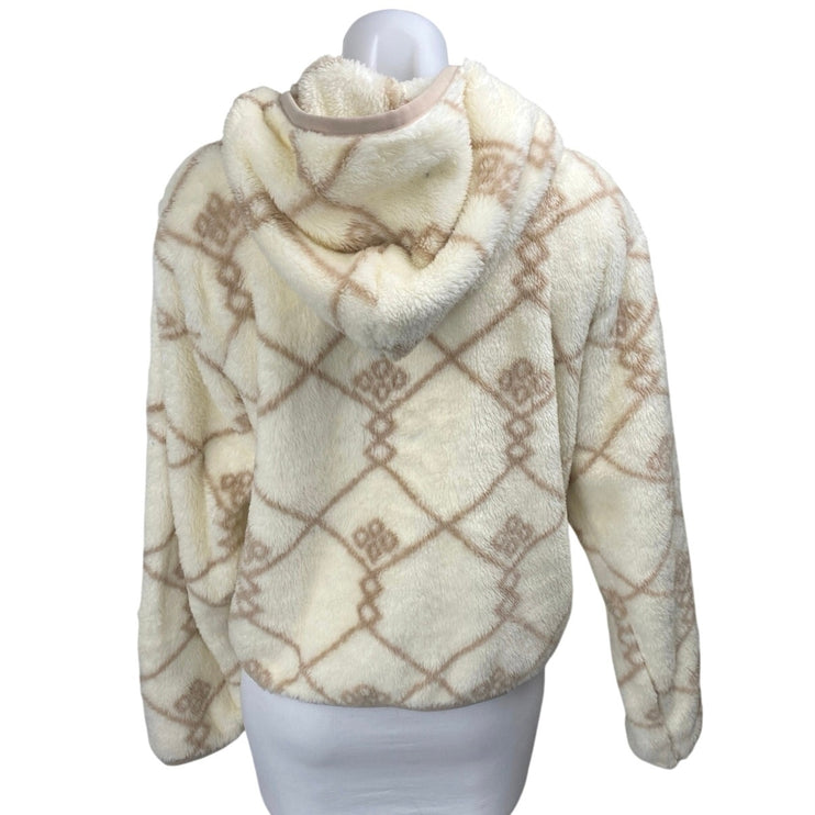 Roark Ursa Women's Beige Cream Hoodie Full Zip Fleece Sweater Jacket Size M