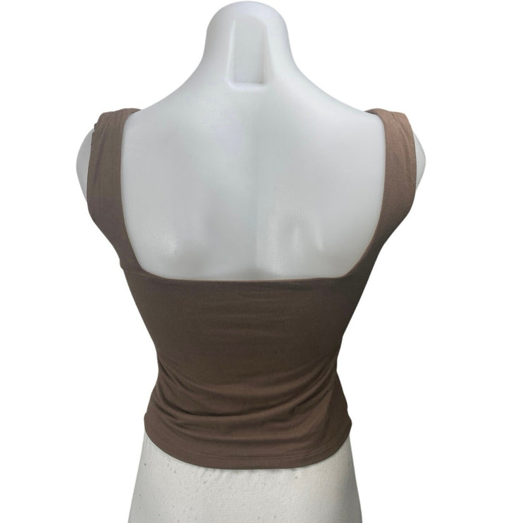 White Fox Women Brown Sleeveless Sweetheart Cinch Cami Camisole Tank Top Size S