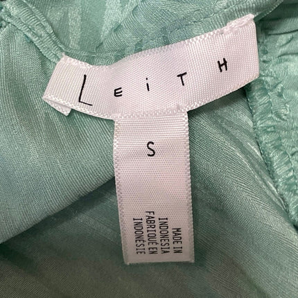 Leith Green Jacquard Short Puff Sleeve Slit Midi Bridesmaid Sheath Dress Size S